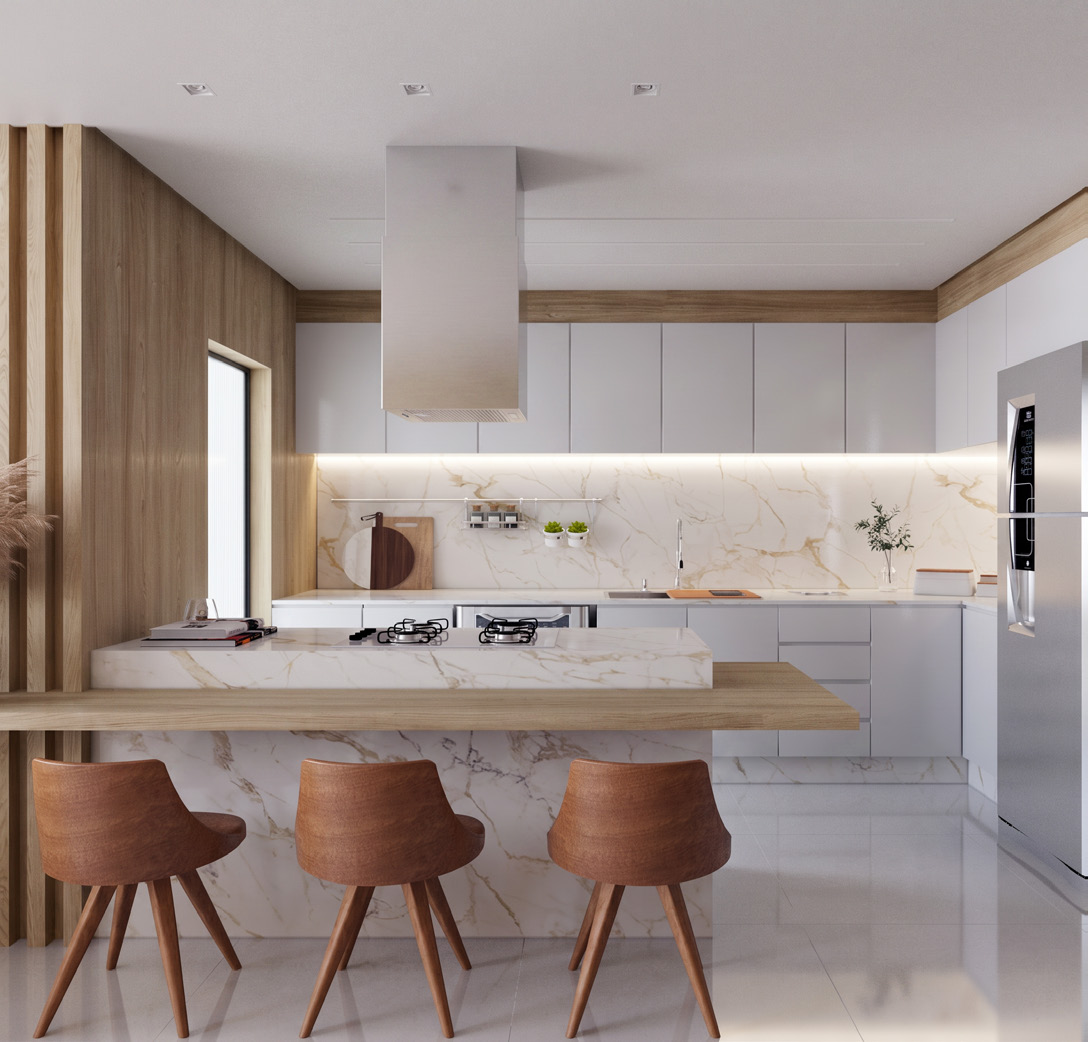 Appartamento Cava, cucina con penisola